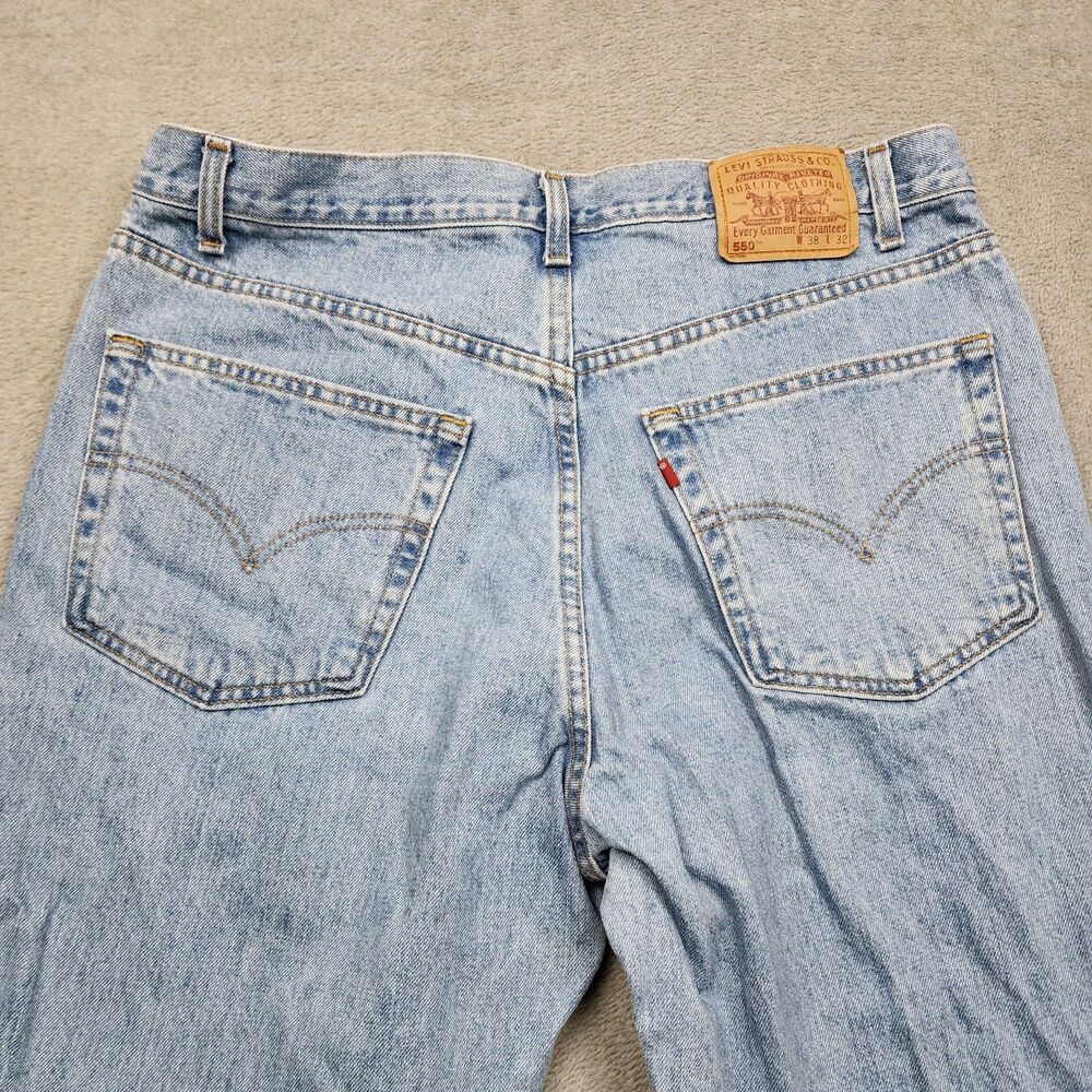 Levis Mens 38x32 550 Jeans Vintage Y2K Relaxed Fit Light Wash Denim Pants - Picture 7 of 12